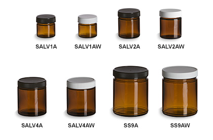 Amber Salve Glass Jars, Wholesale