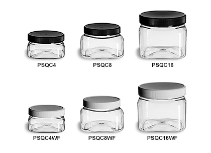Clear PET Square Jars with Flat Lids