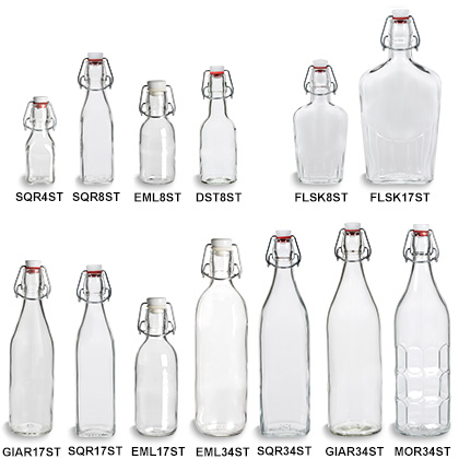 12 x Empty Glass Bottles Flip Swing Top Clear Thick 16oz//500ml Reusable Brewing