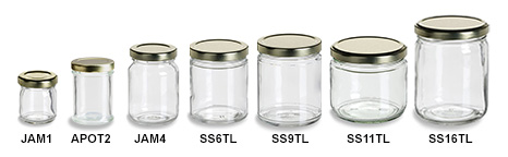 Clear Short Straight Sided Jars with Gold Lids