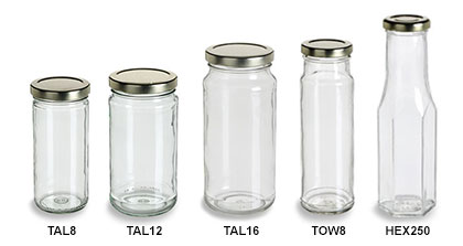 Clear Tall Straight Sided Jars with Gold Lids